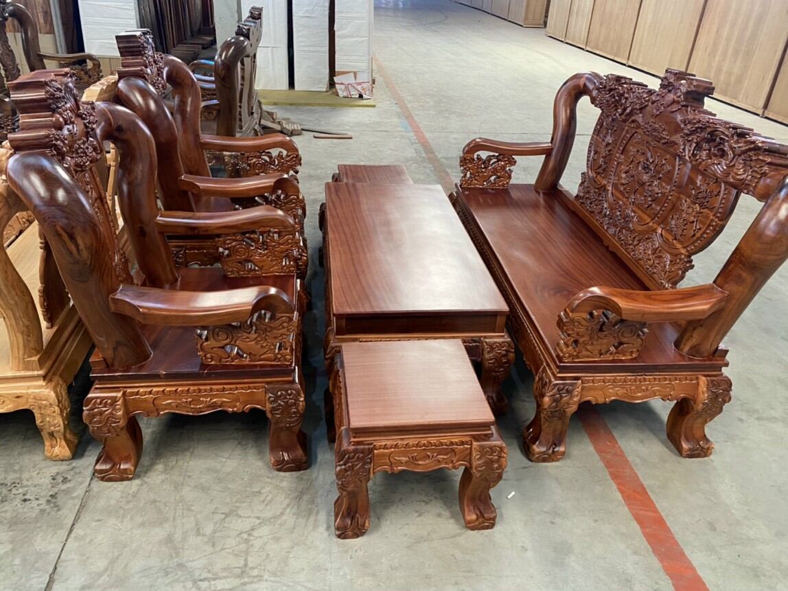 Bộ Salon tay 12 gỗ Tràm 6 món.Bộ bàn ghế phòng khách