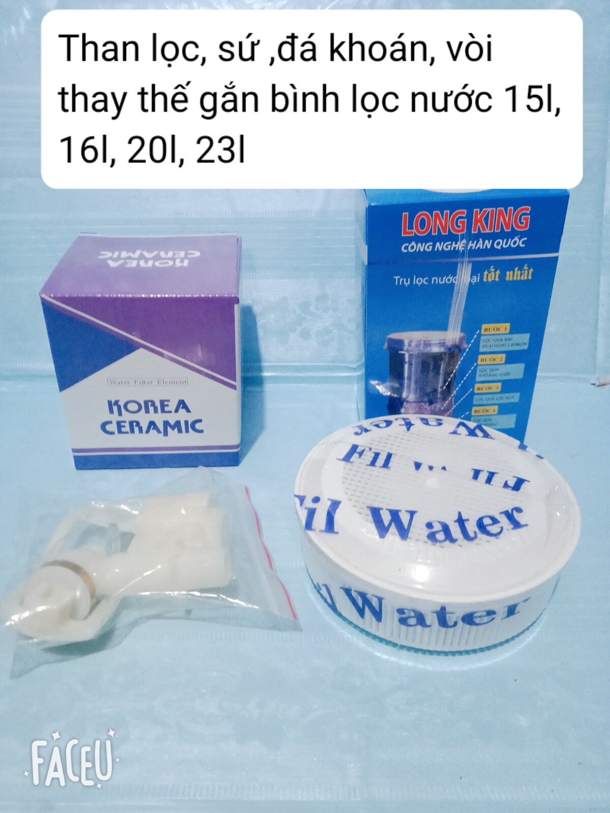 Combo bộ thiết bị thay thế cho bình lọc nước ( nấm sứ, than hoạt tính, đá khoáng, van bình lọc)
