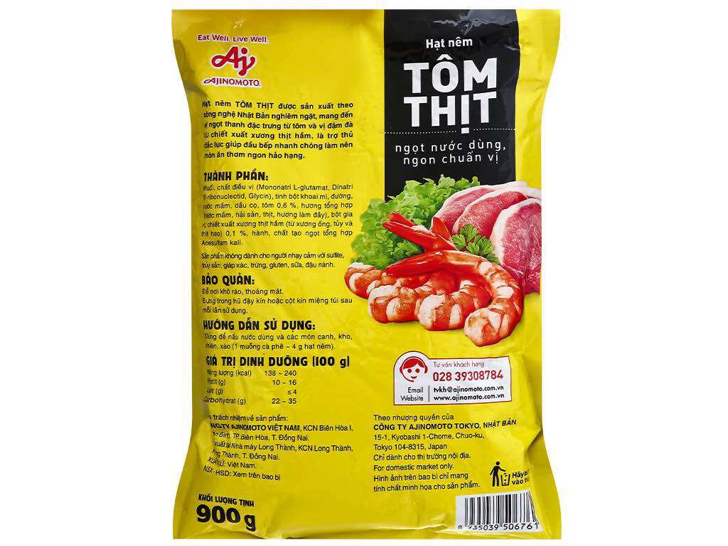 Hạt nêm tôm thịt Ajinomoto bịch 900