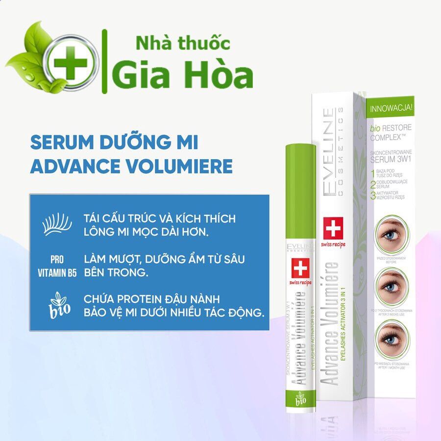 Tinh chất dưỡng dài mi 3 Trong 1 Eveline Advance Volumiere 10ml
