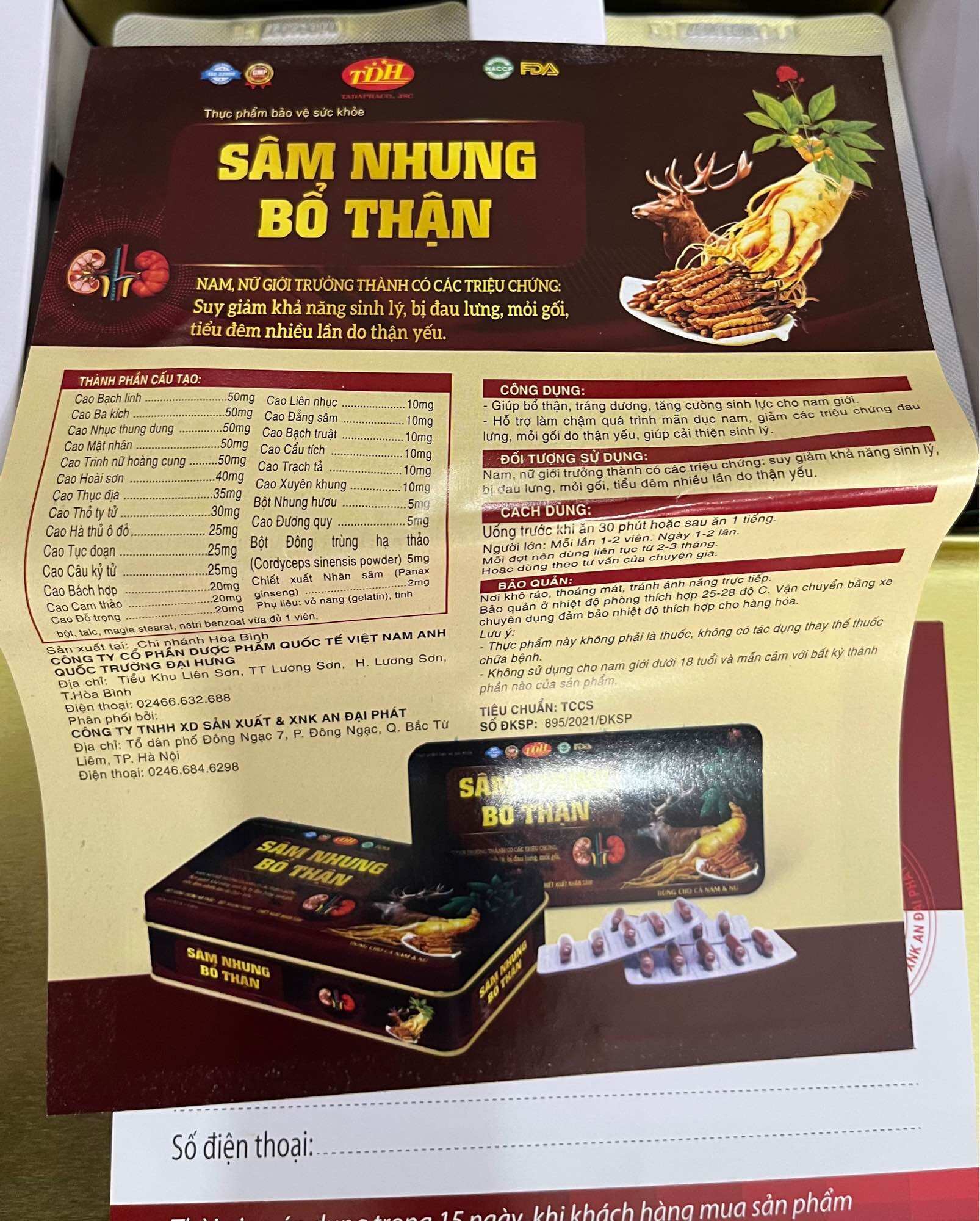 SÂM NHUNG BỔ THẬN