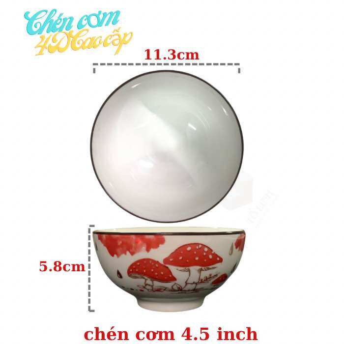 Combo 10 chén cơm gốm sứ cao cấp chuẩn loại 1, bát cơm gốm sứ nhiều hoa