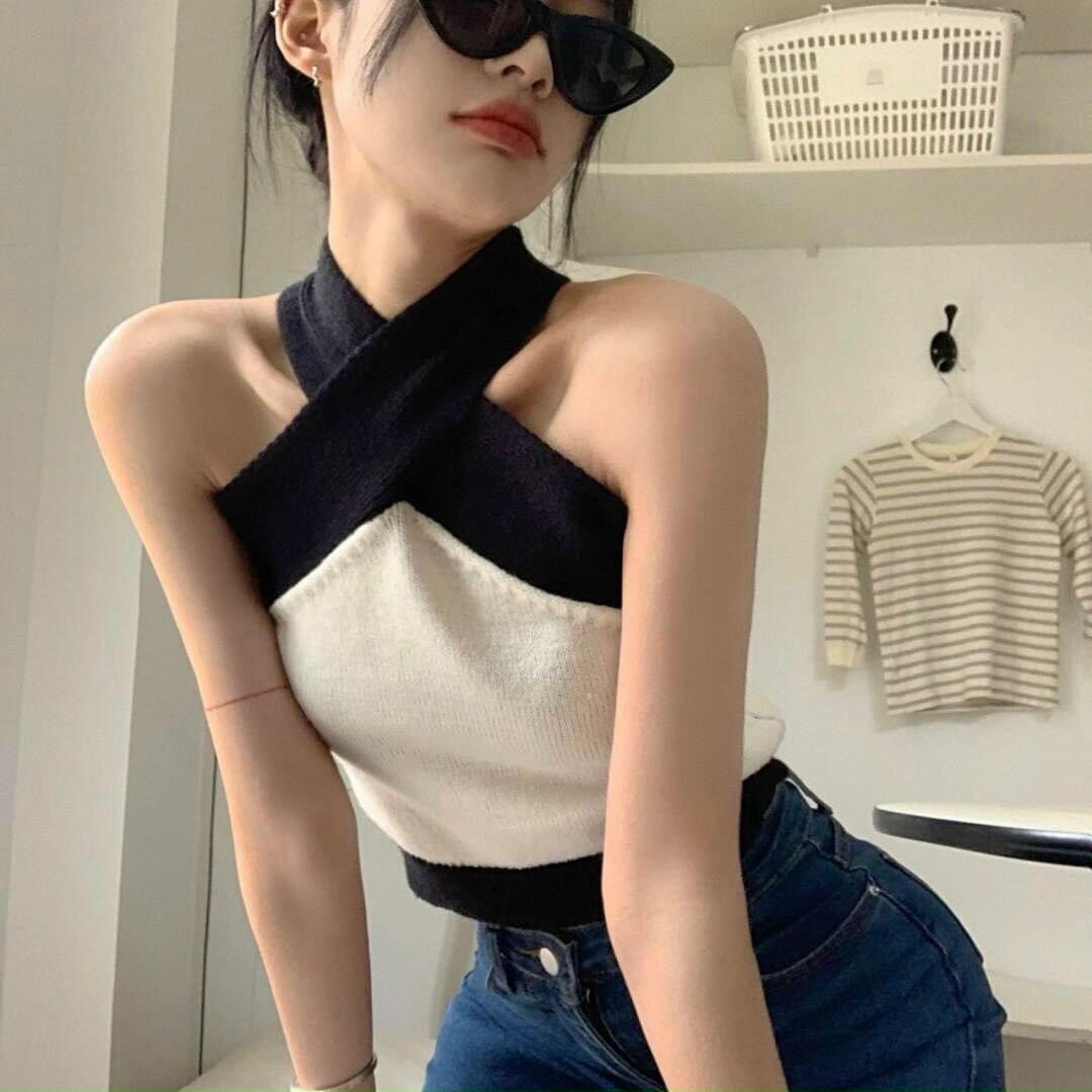 Áo Croptop Dây Chéo, Áo Croptop Cổ Yếm
