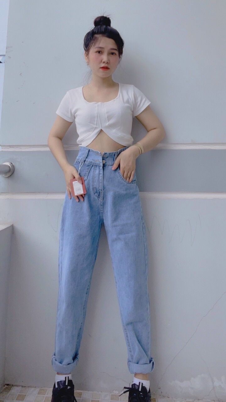 👉🏿BAGGY JEANS LƯNG CAO 2 NÚT TÚI NẮP