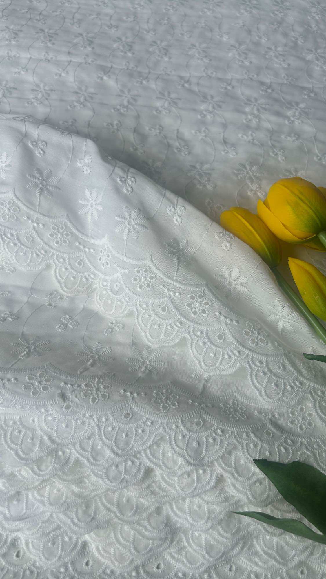 Vải Thô boi thêu bông chân, boi lót - may đầm, set bộ trẻ em và người lớn (dài 1m, khổ 1m35, vải cắt liền)