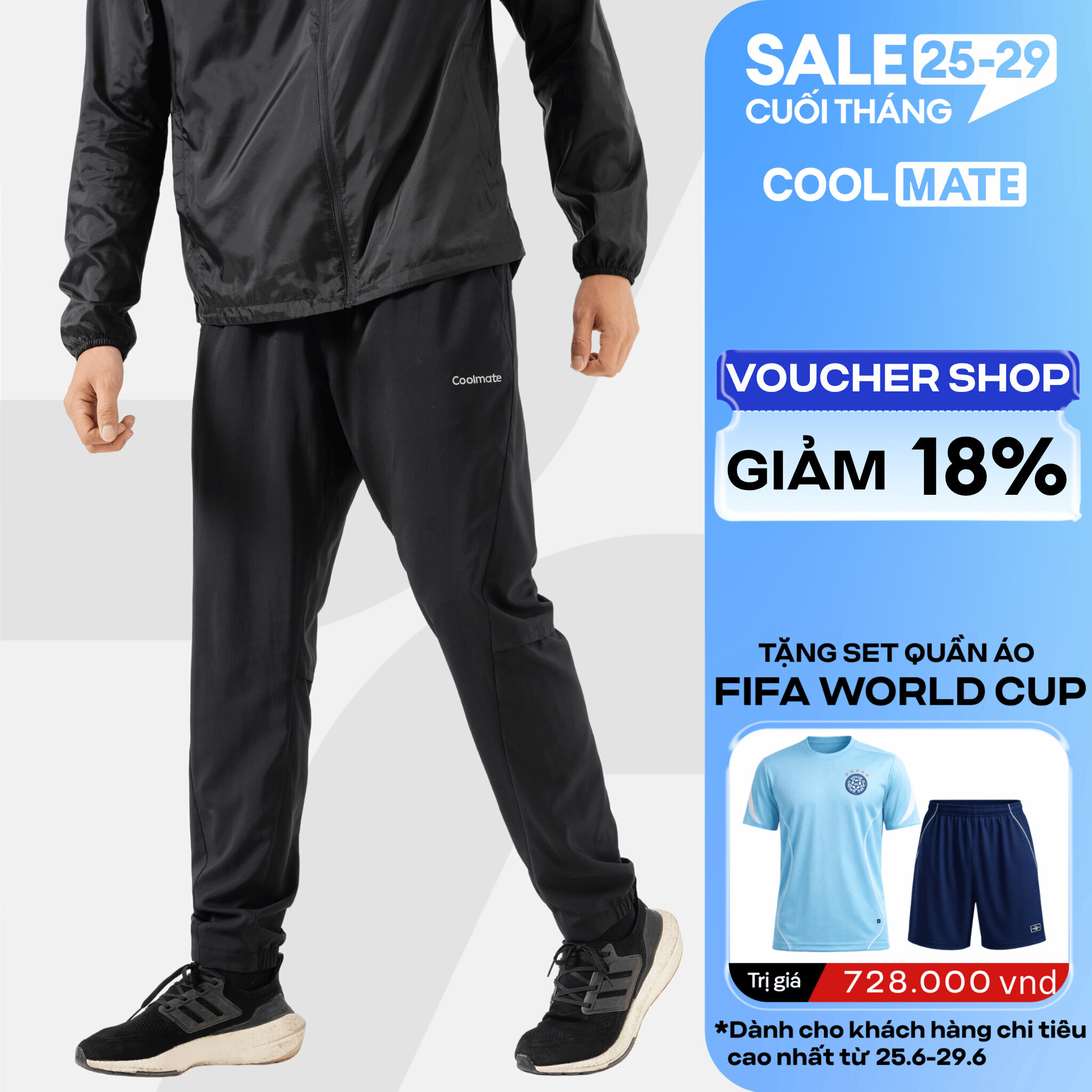 Quần dài thể thao nam chạy bộ Running Pant siêu nhẹ thoáng khí Coolmate