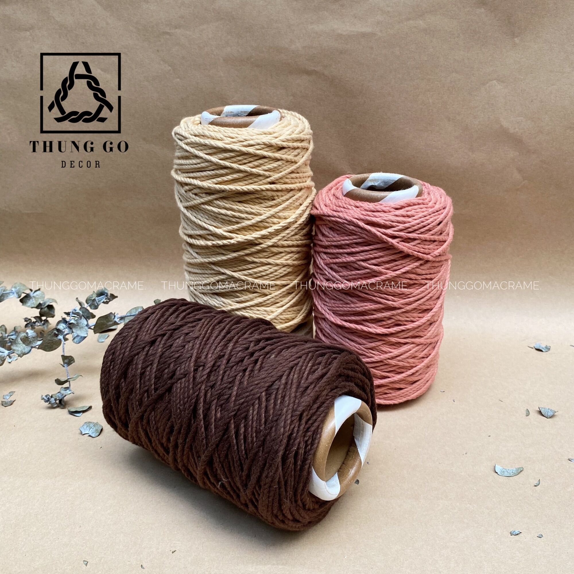 Dây thừng sẽ 3 xoắn macrame Size 3mm MÀU NUDE