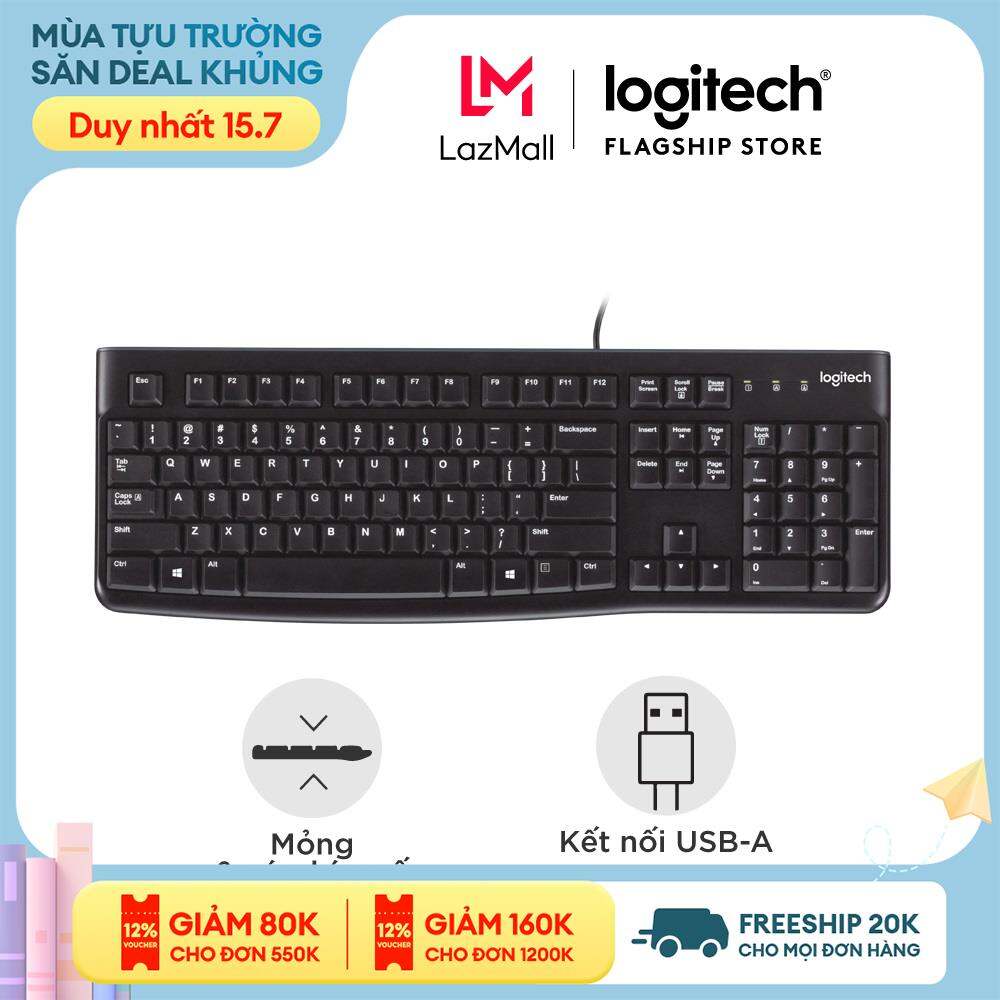 [Voucher 12% đơn từ 550K] Bàn phím có dây Logitech K120 - Bền bỉ, chống tràn, có thể điều chỉnh góc độ gõ, kích thước đầy đủ có phím số