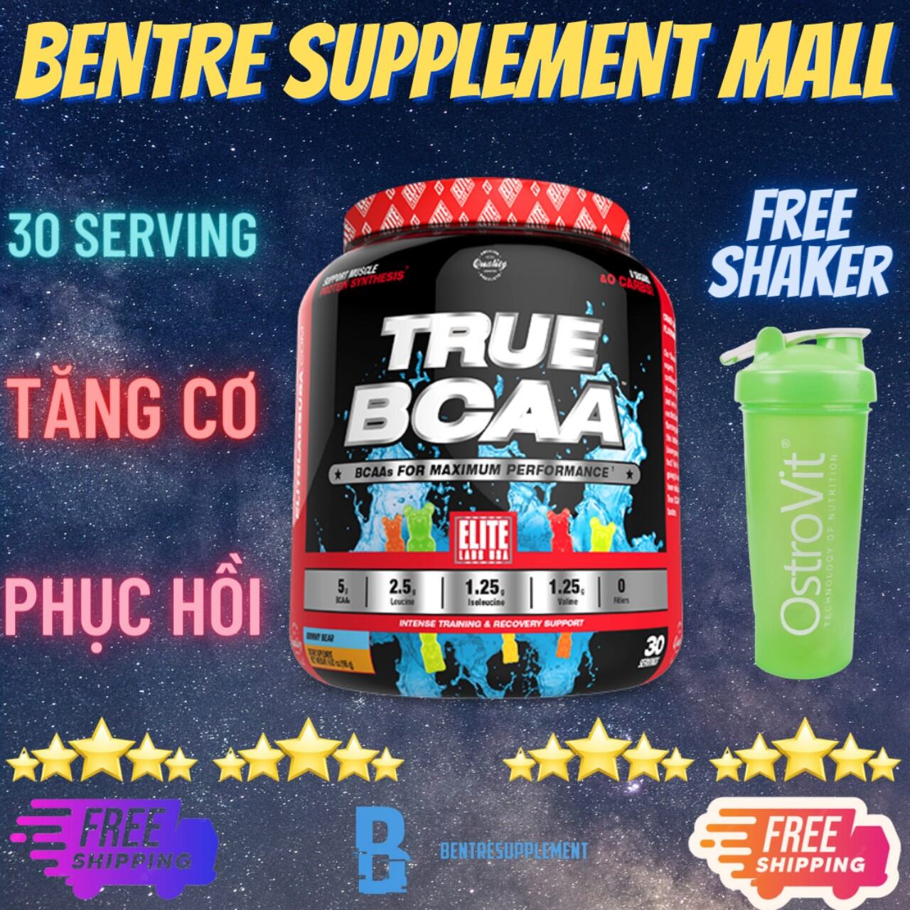 ELITELABS USA TRUE BCAA PHỤC HỒI CƠ BẮP CHỐNG DỊ HÓA CƠ 30 SERVINGS