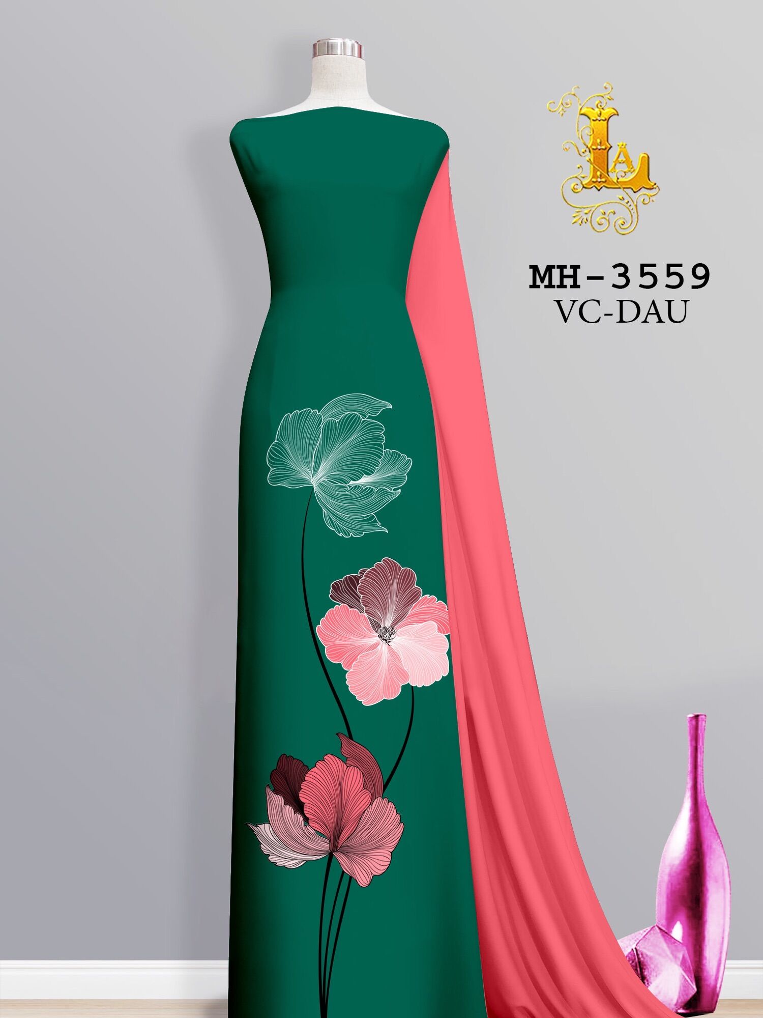 Vải áo dài in hoa đơn giản