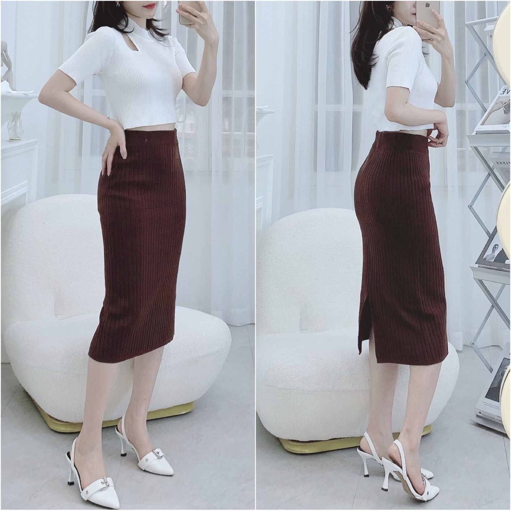 CHÂN VÁY LEN DÁNG LỠ XẺ CHẤT DÀY DẶN