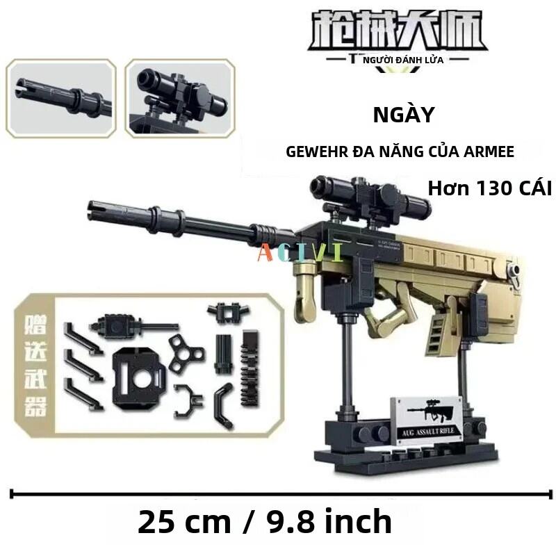 Quân Sự Vũ Khí Chiến Tranh Bộ Đồ Chơi Mô Hình-AK47 Súng Lục Ổ Quay Tiểu Liên Barrett Bắn Tỉa SWAT Kỹ