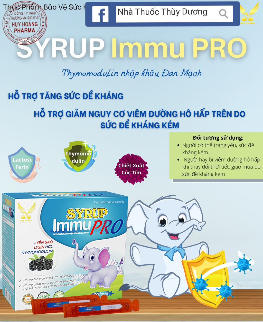 Immu pro
( yến sào , lysin hlc , thymomodulin)