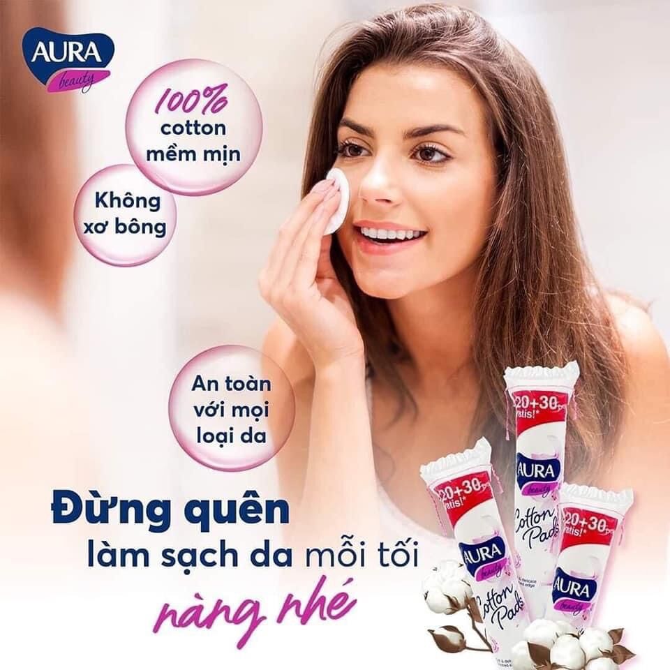 Bịch bông tẩy trang Aura 150 miếng