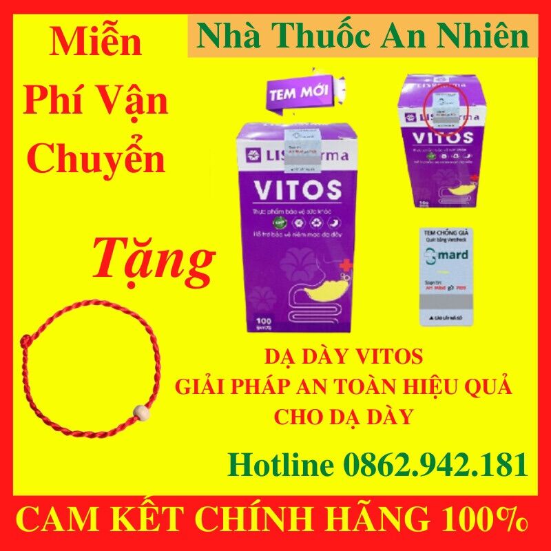 [HCM] [COMBO 3] DẠ DÀY VITOS TẶNG 1 TRÀ VITOS- Viên uống dạ dày VITOS giảm acid dịch vị bảo vệ niêm mạc dạ dày- AN001