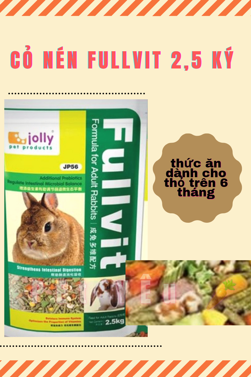 Cỏ nén FULLVIT 2,5 kg 170k Freeship Date mới thức ăn thỏ lớn trên 6 tháng