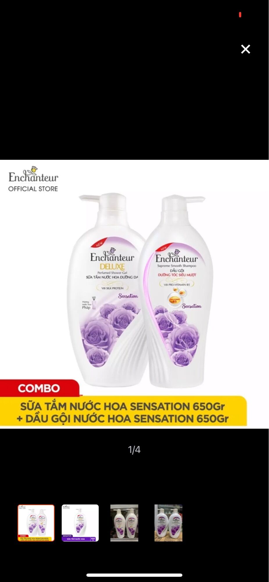 Sữa tắm/dầu gội Enchanteur 650gr