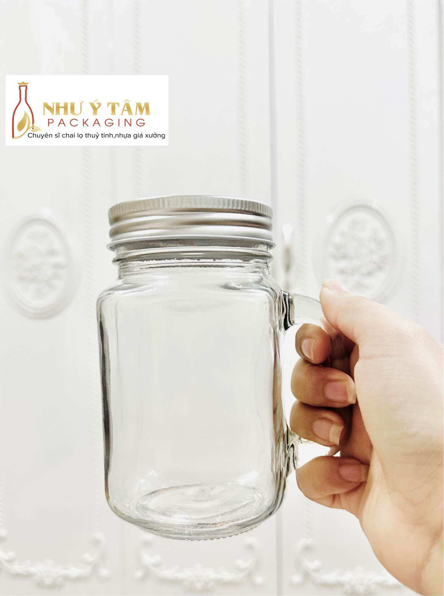 Ly Thuỷ Tinh Quai Trà Sữa Nắp Lỗ
