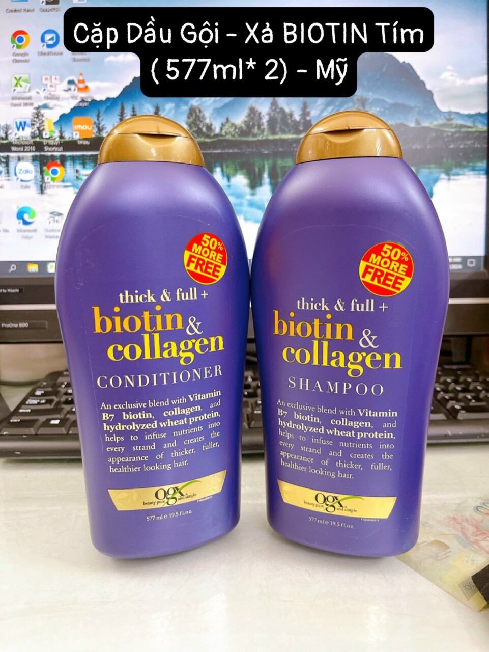 Cặp dầu gội & xả BIOTIN HÀNG NHẬP TỪ MỸ CHÍNH HÃNG🇺🇲🇺🇸 chai 577ml