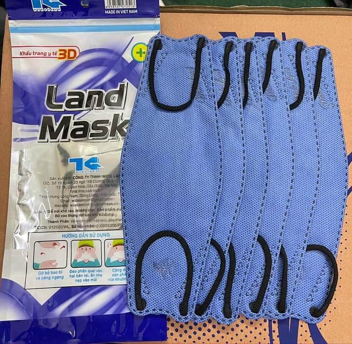 Giá bán ( XANH LAM ) 1 Túi 6 Chiếc Khẩu Trang 3D Land Mask Kiểu Hàn Quốc KF94