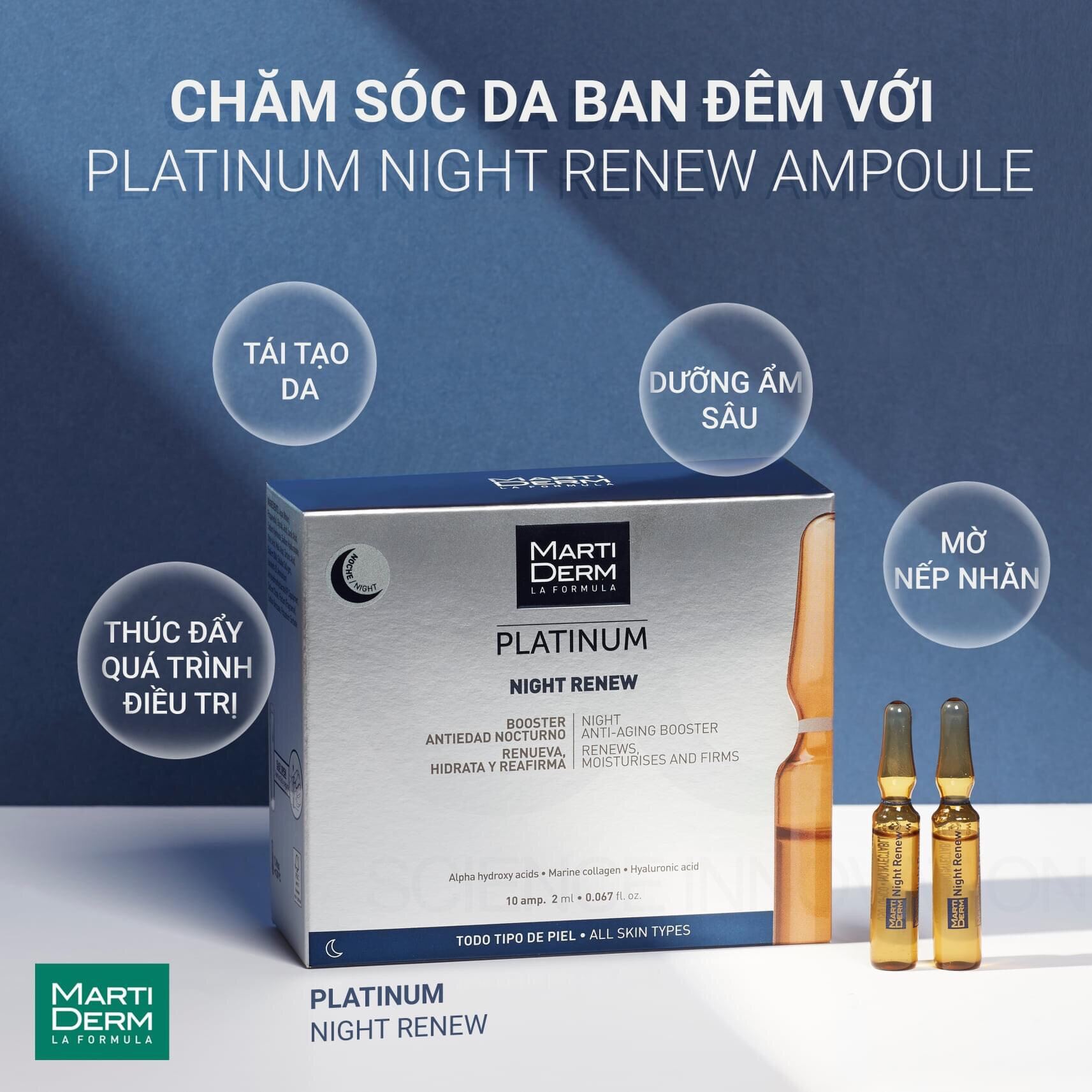 Martiderm Renew - Ampoule Chống Lão Hoá & Tái Tạo Da Ban Đêm - Martiderm Platinum Night Renew Ampoule