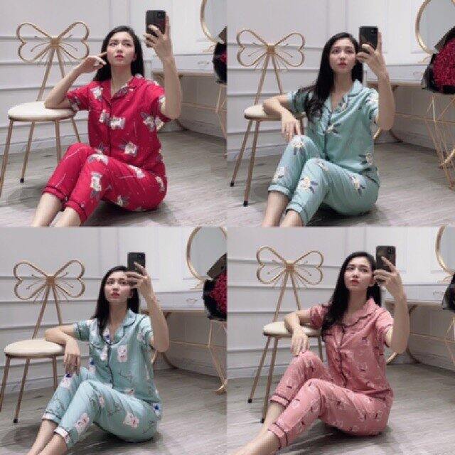 Bộ đồ ngủ nữ cộc dài pijama bộ mặc nhà chất kate thái thoải mái dễ thương giá rẻ