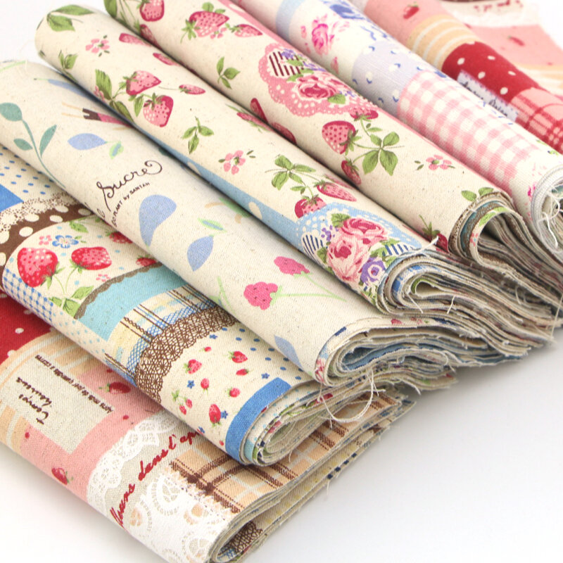 DIY Handmade Cotton Linen Fabric Scrap 20*20CM Random Pattern Home Decor Craft Material Fabric Piece Leftover Quilt Pad