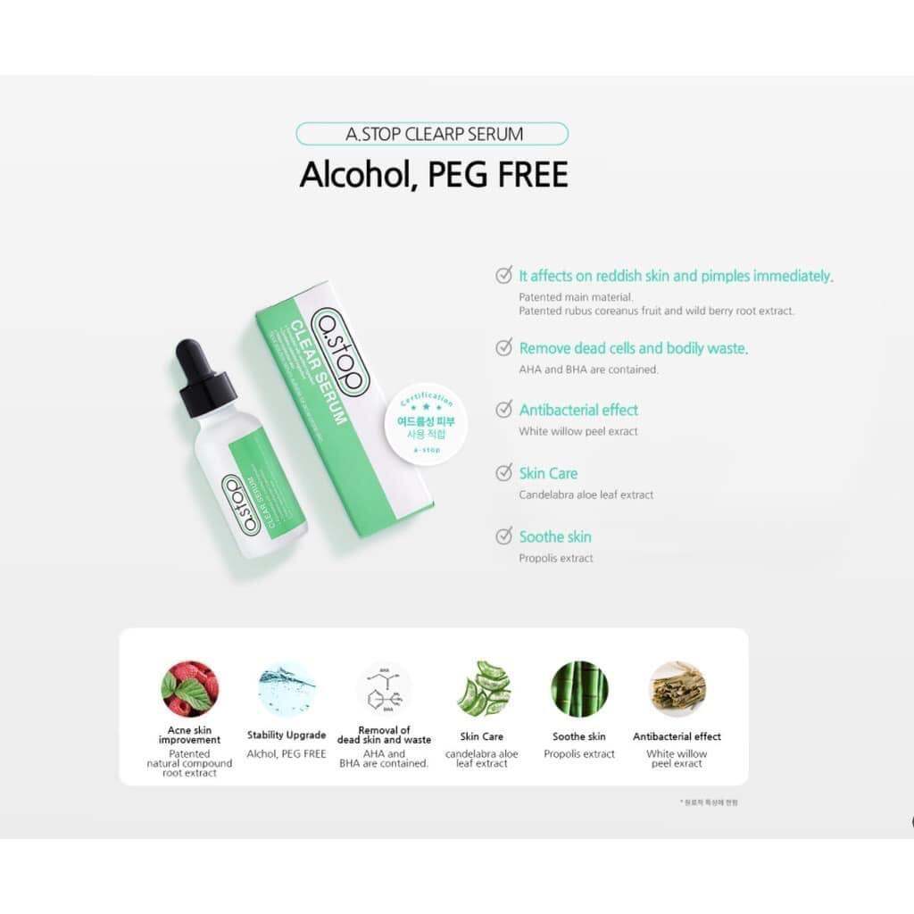 Huyết thanh thay đổi làn da mụn trong 5 ngày A.Stop Clear Serum (Hàn)