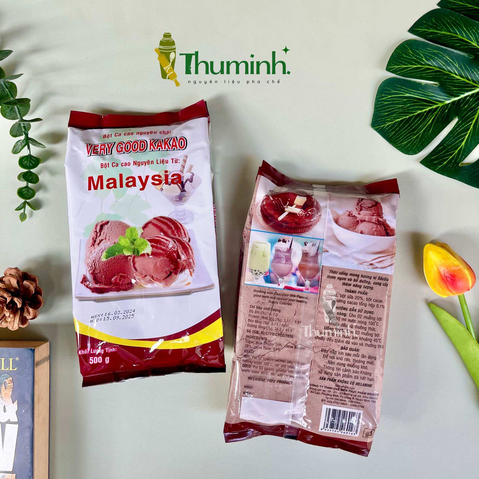 Bột Cacao Malaysia Đắng, Ngọt gói 500gr