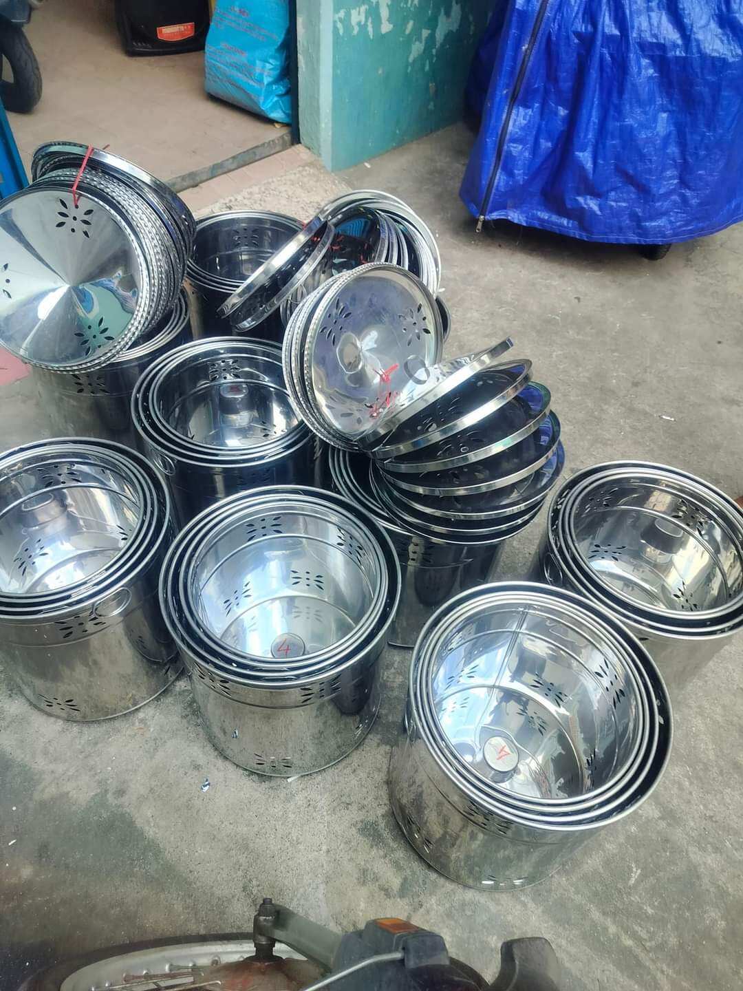 Thùng đốt giấy cúng inox có nắp/Thùng hóa vàng mã nhiều size