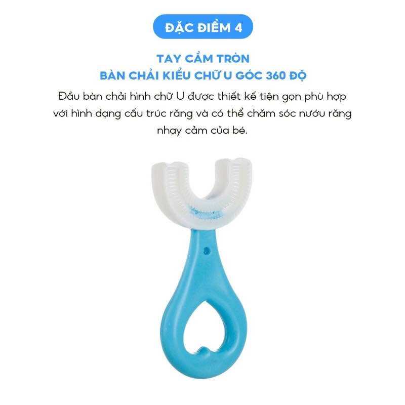 Bàn chải đánh răng chữ U | Midkid cho bé từ 2 tuổi, chải xoay 180 độ, massage răng, chất liệu mềm mại, an toàn