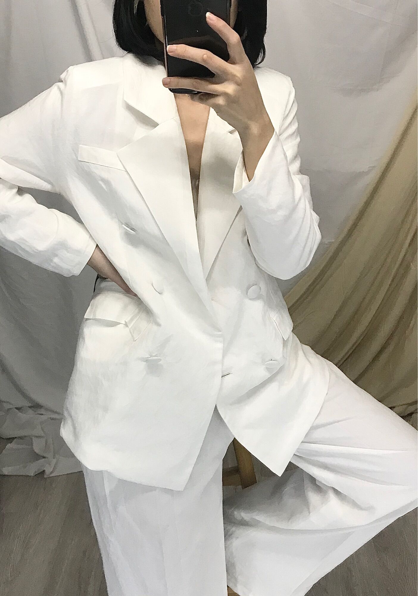 Blazer Linen Top- Áo Blazer linen