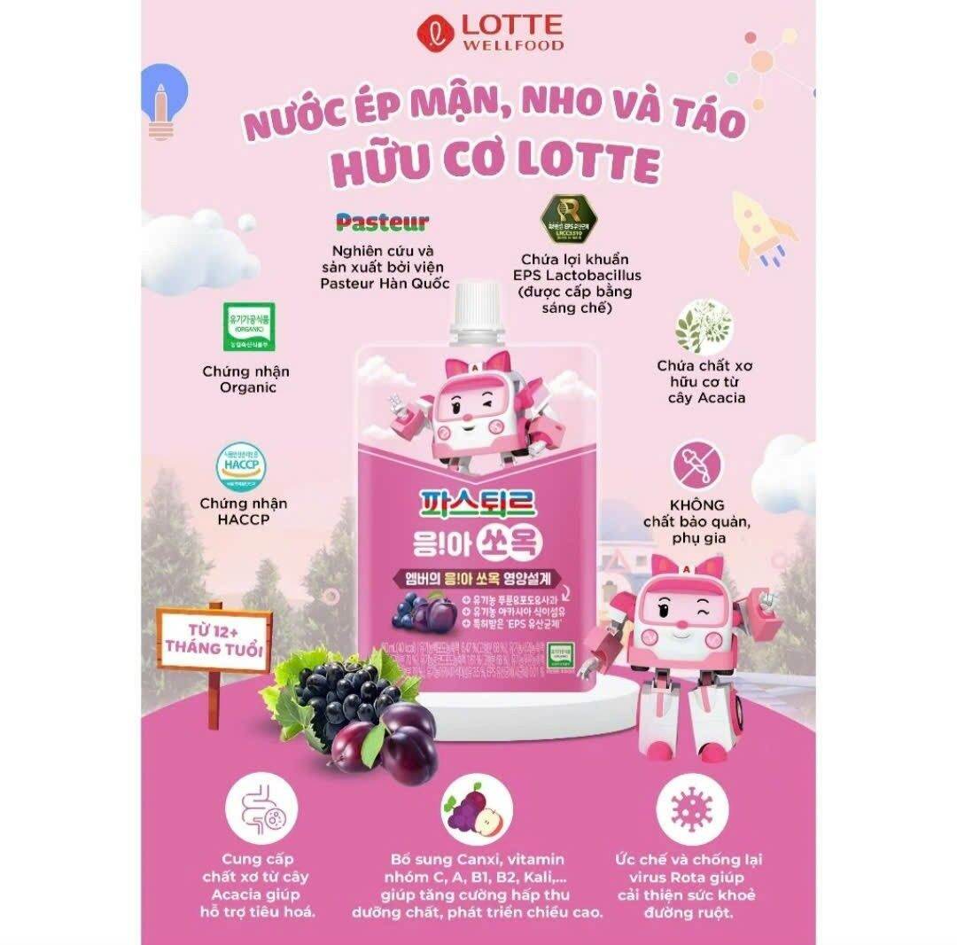 Nước dinh dưỡng lotte từ hoa quả và rau củ organic