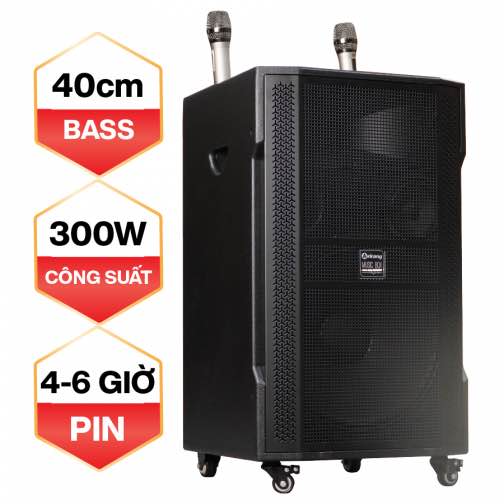 Loa karaoke di động arirang mk3 max (loa 3 đường tiếng, 1 bass 40cm, 1 loa trung 14cm, 1 loa treble, công suất 350w-700w, 2 micro uhf karaoke chuyên nghiệp)