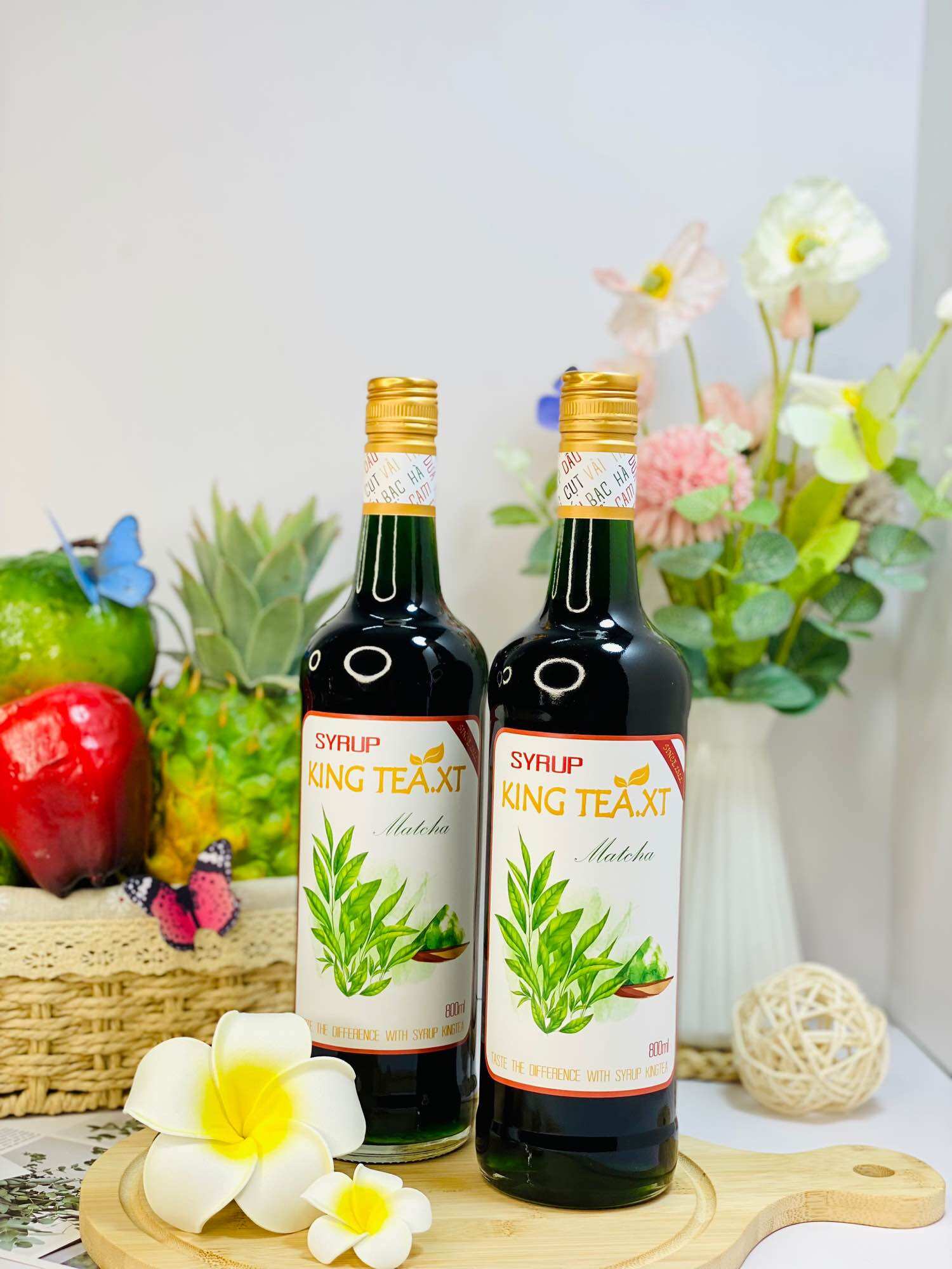 Siro Matcha Pha Chế(Syrup Matcha) KingTea.XT-Chai thuỷ tinh 800ml