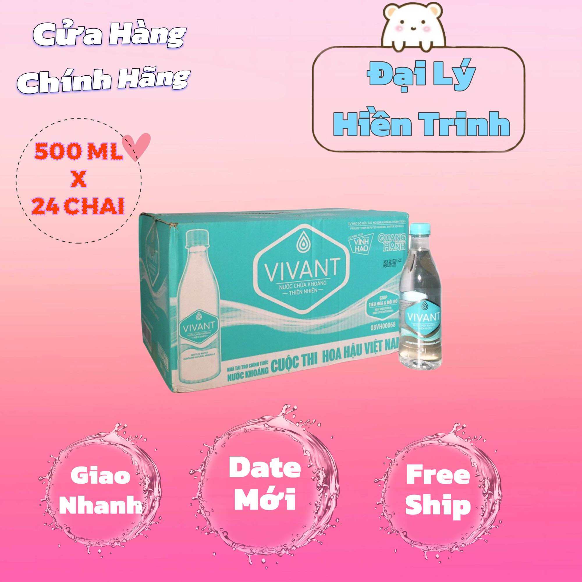 Nước Uống Vivant Chứa Khoáng Thiên Nhiên Nhẹ 500ml (24 chai/ thùng)