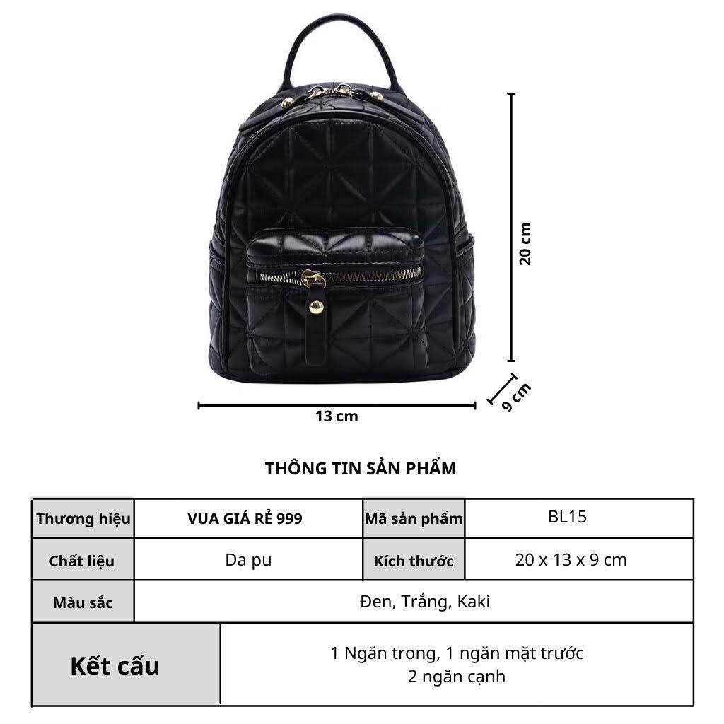 Balo mini Da mềm đi học đi chơi màu Đen Trắng Nude