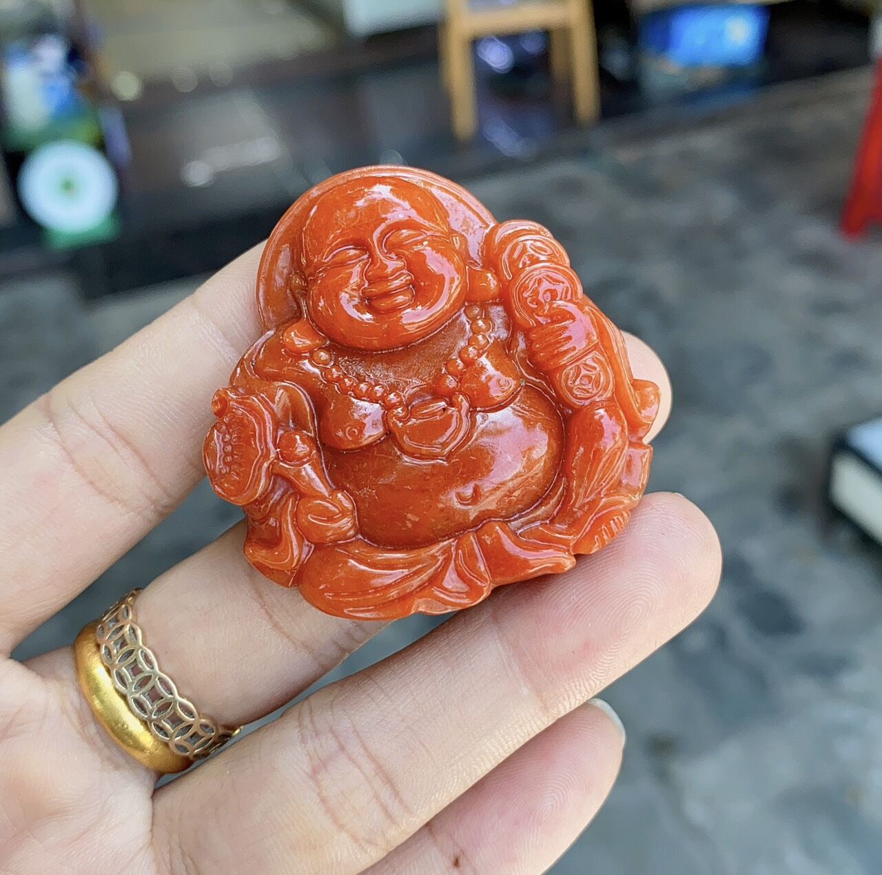 Di lặc ngọc cẩm thạch huyết 4.5cm
