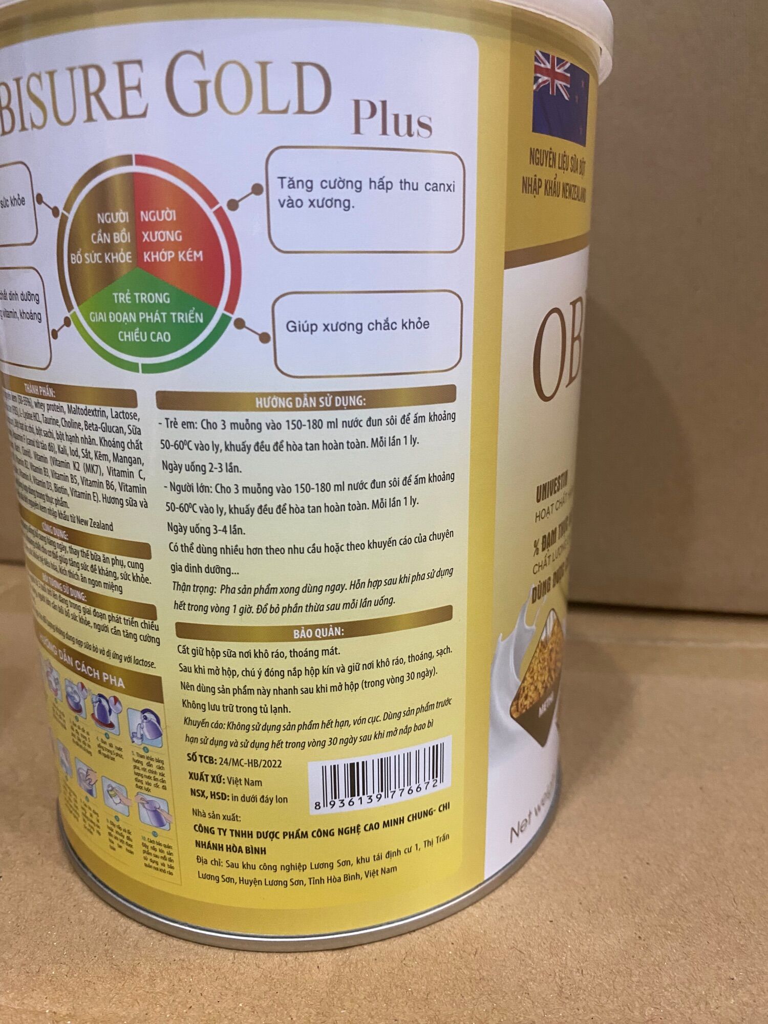 Sữa Hạt Xương Khớp OBISURE GOLD PLUS ( lon 900g datte mới sản xuất)