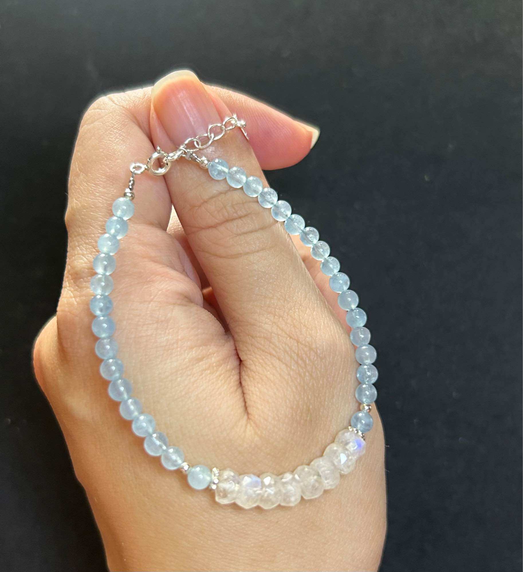 Vòng tay Aquamarine mix Moonstone
