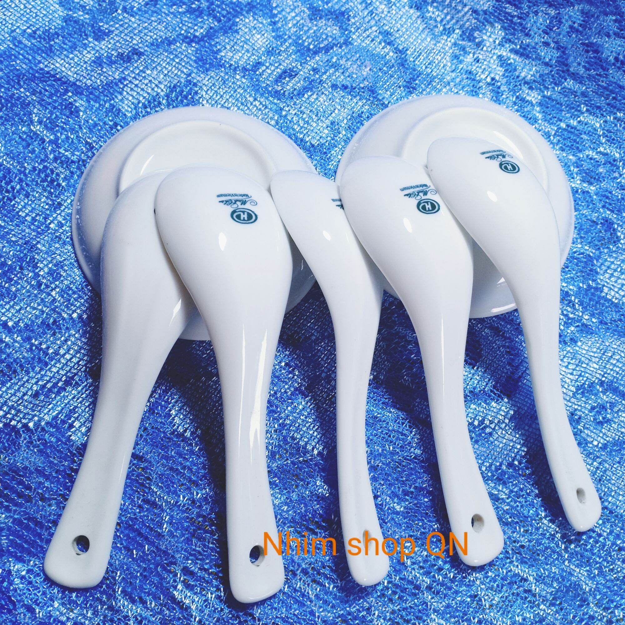 Combo 05 Thìa sứ cao cấp Minh Châu trắng trơn