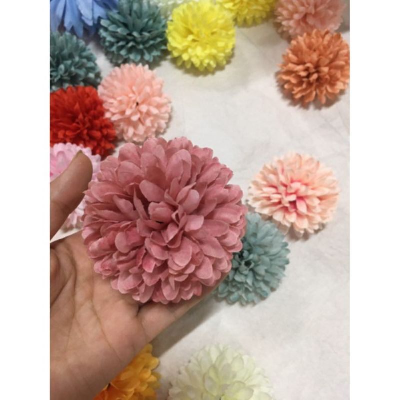 Đầu bông cúc xù_cúc bing bong 7cm_hoa giả, hoa lụa