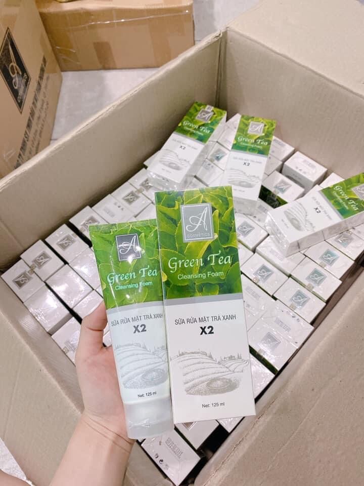 Sữa rửa mặt trà xanh x2 a cosmetics , sữa rửa mặt green tea x2, sữa rửa mặt a cosmetics phương anh