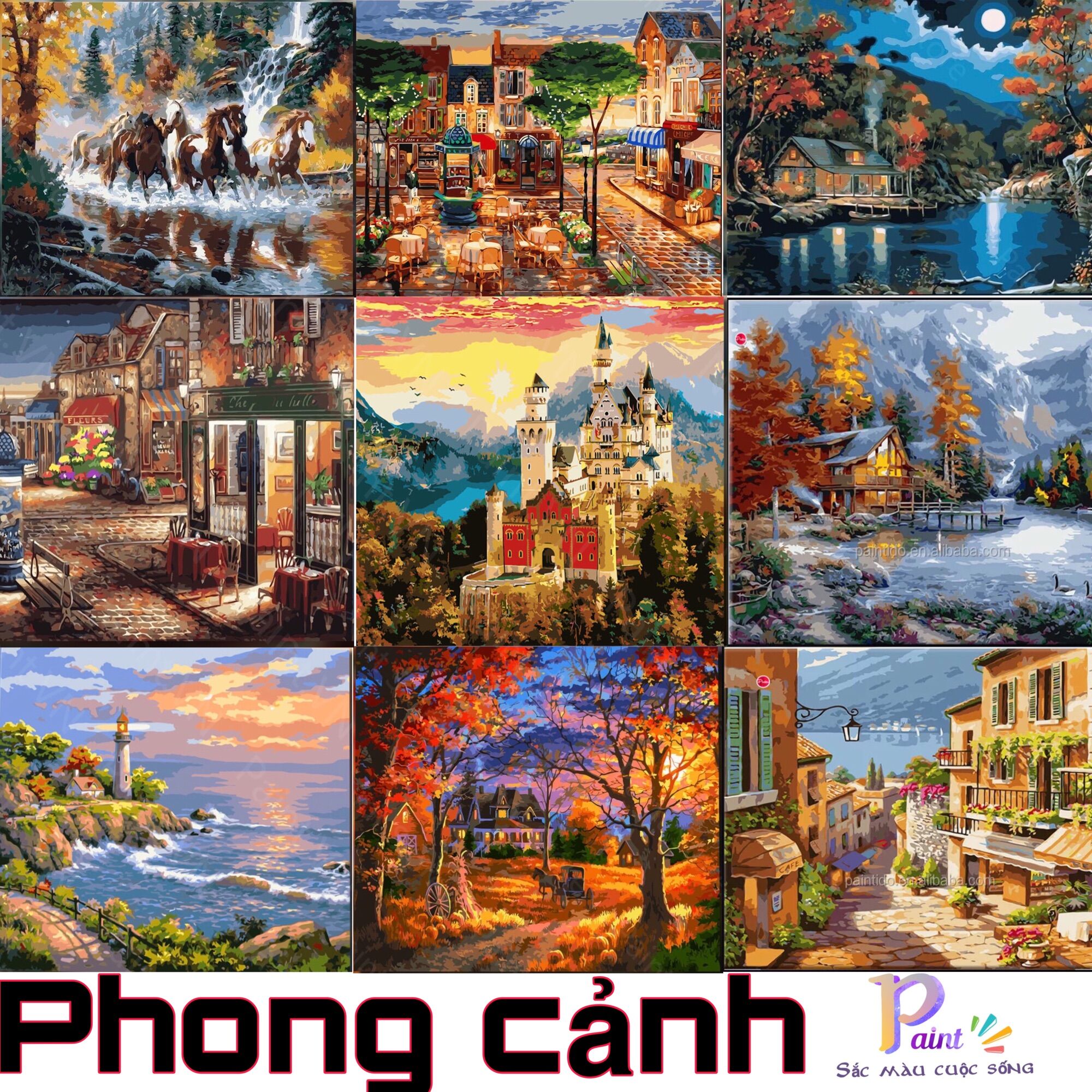 Tranh sơn dầu số hoá, tranh tô màu số hoá phong cảnh