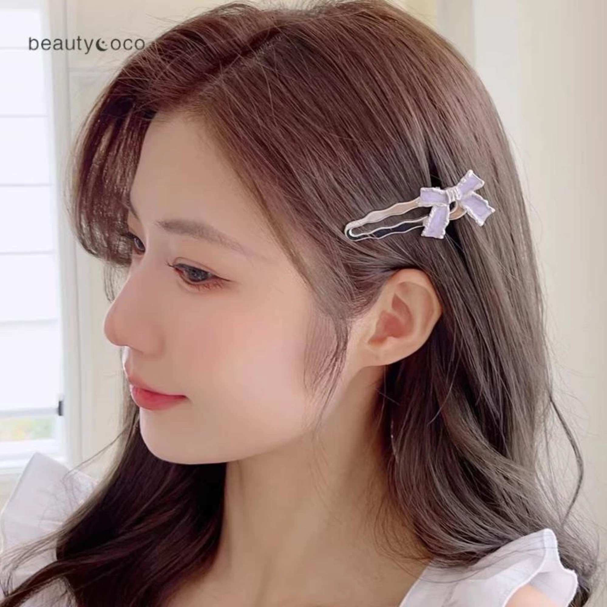 Kẹp tóc mỏ vịt đính nơ dễ thương