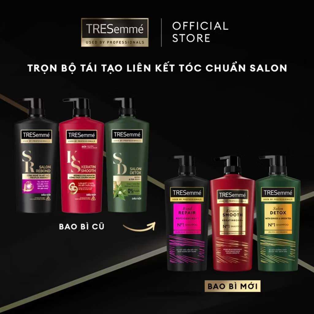 (Mẫu mới) Dầu gội TRESemmé chuẩn Salon cho tóc chắc sạch khỏe mềm mượt chai 640g