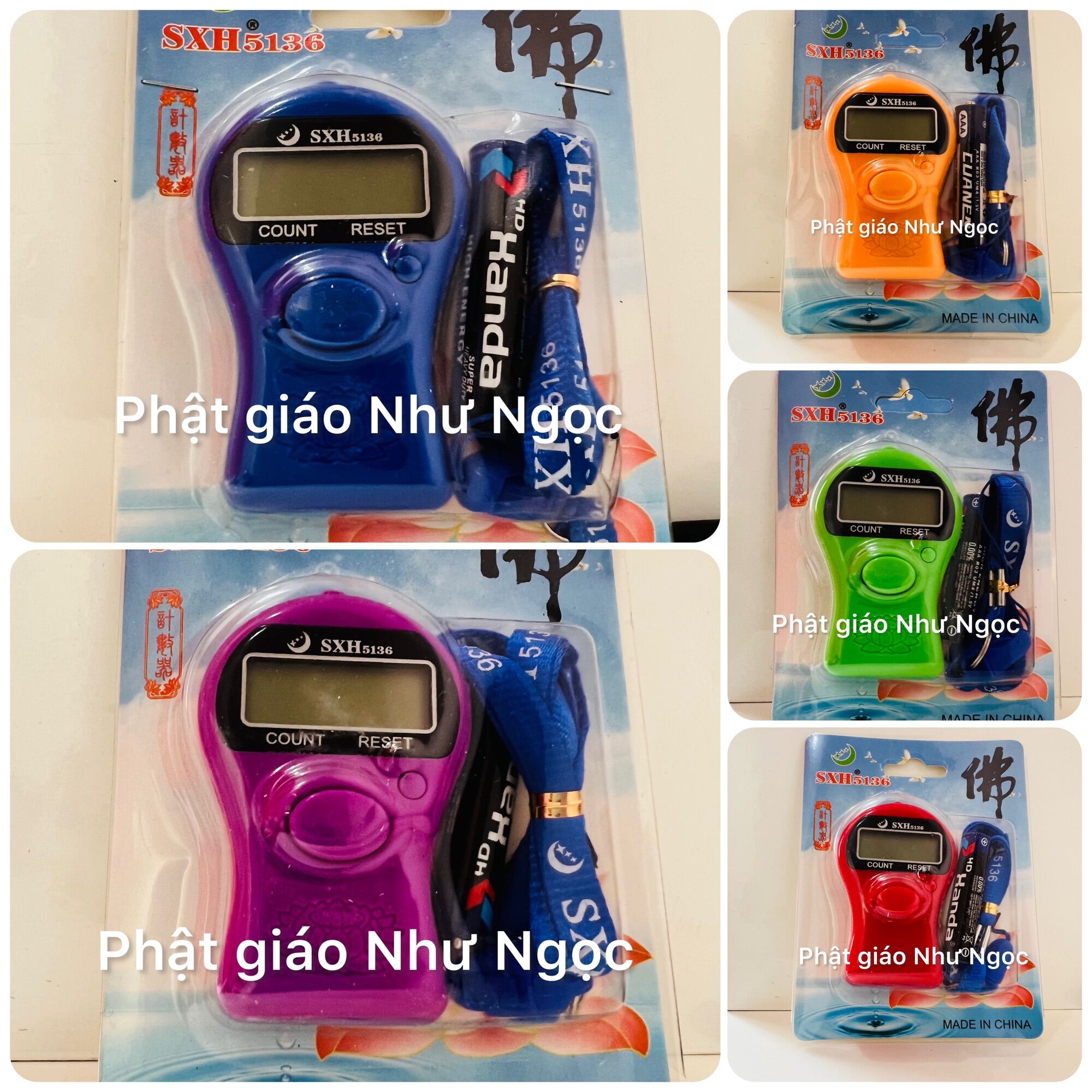 Máy đếm số lần niệm phật có dây đeo, pin aaa