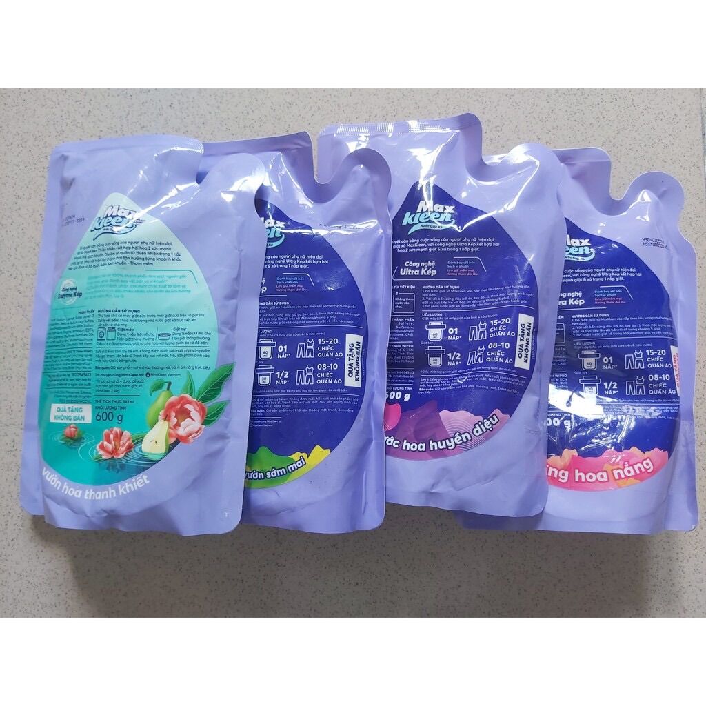 (HCM) NƯỚC GIẶT XẢ MAXKLEEN TÚI NHỎ 600G (chọn mùi)