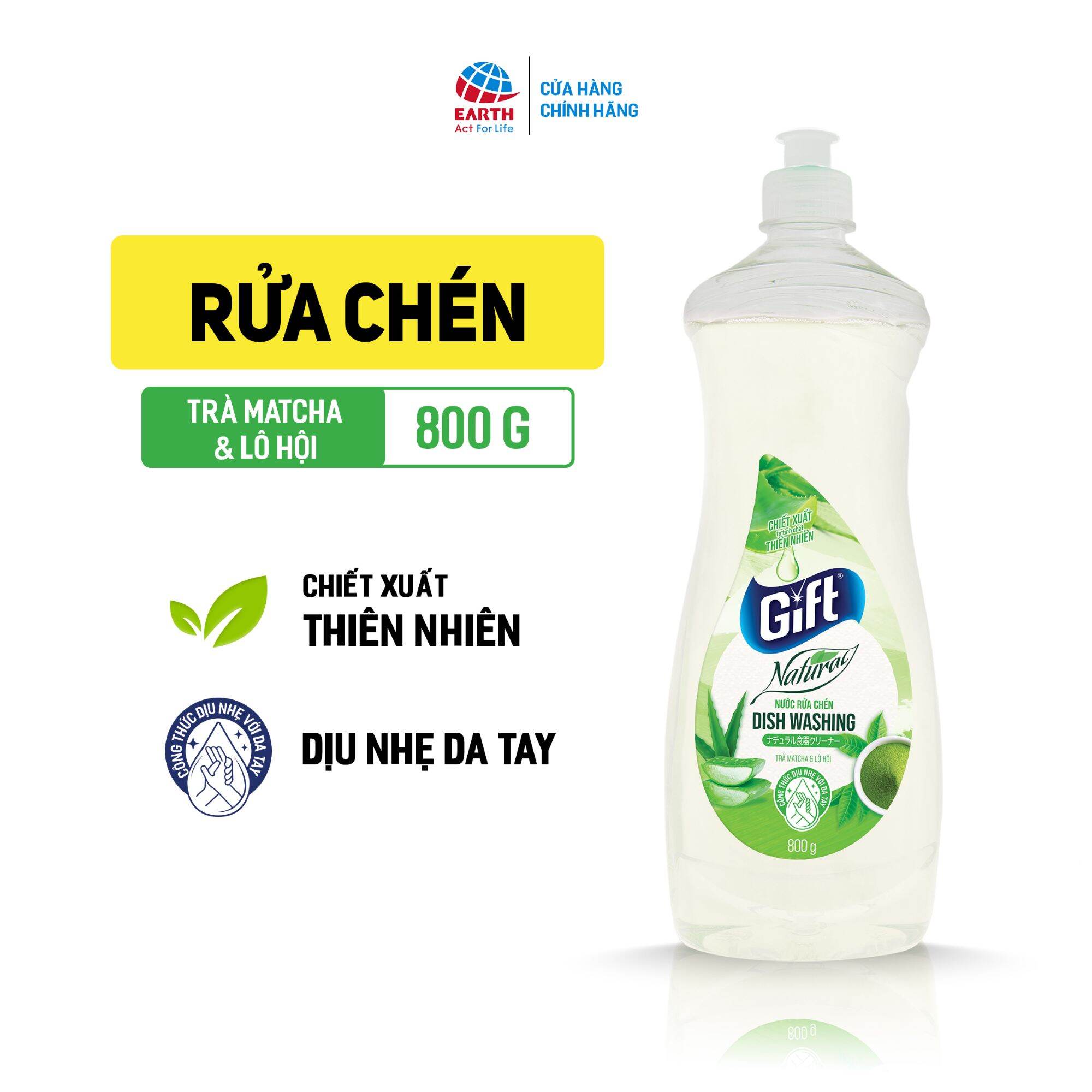 Nước rửa chén Gift
Natural Trà Matcha và Lô Hội
800g