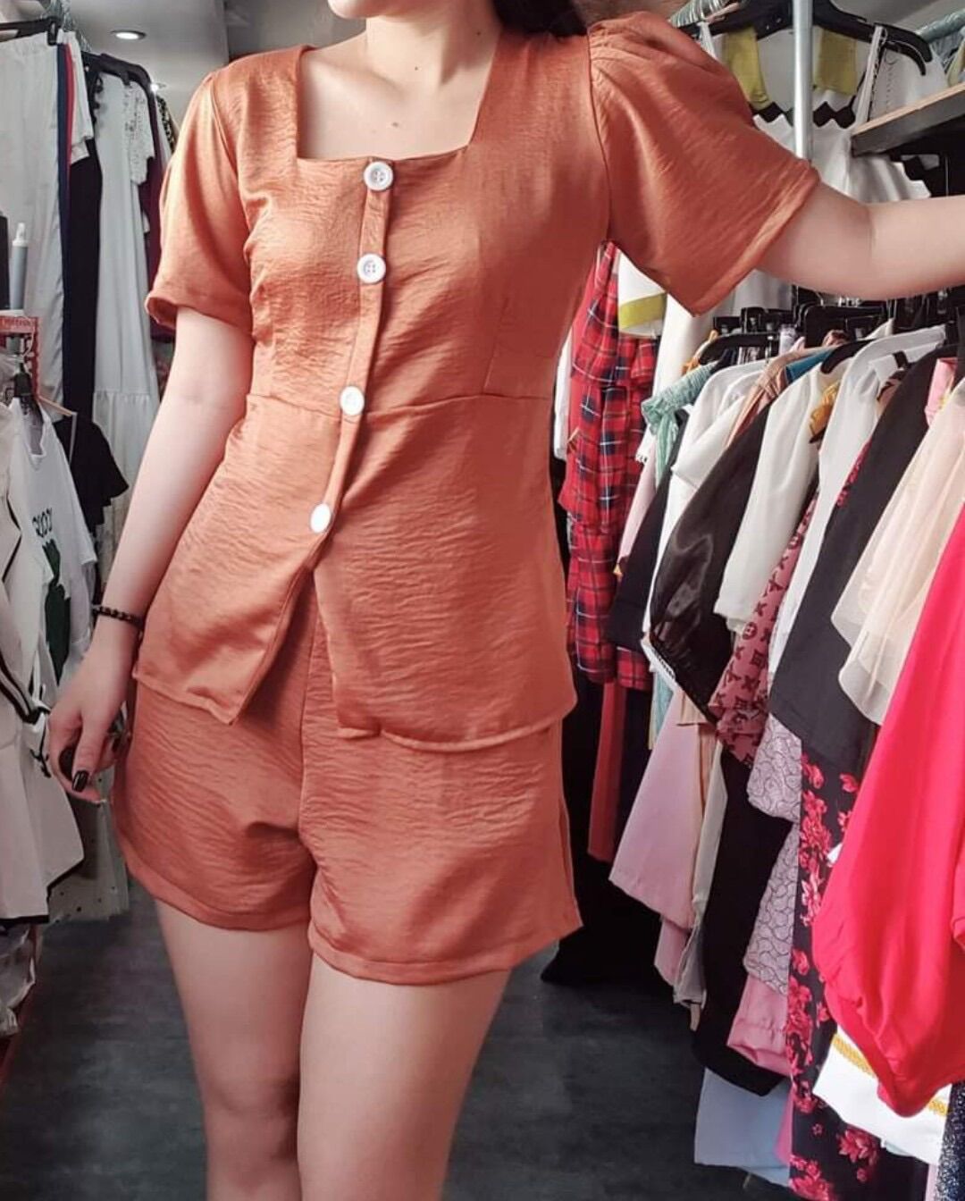 [Ảnh thật] 55-90kg Bigsize SET ÁO CỔ U THIẾT KẾ